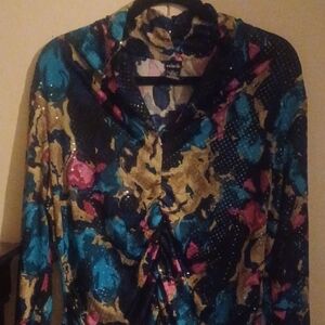 Rafaella Multicolor Blouse with Blue, Pink, and Gold